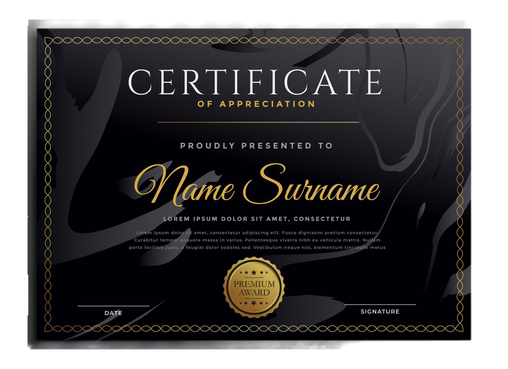 multipurpose-certificate-template-dark-golden-theme-design